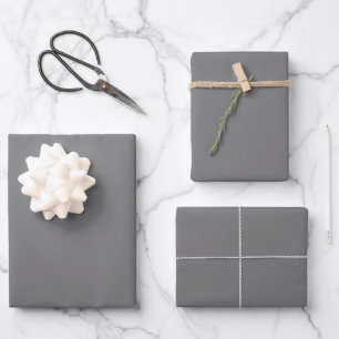 Minimalistische dunkelgraue solide schlichte moder geschenkpapier set