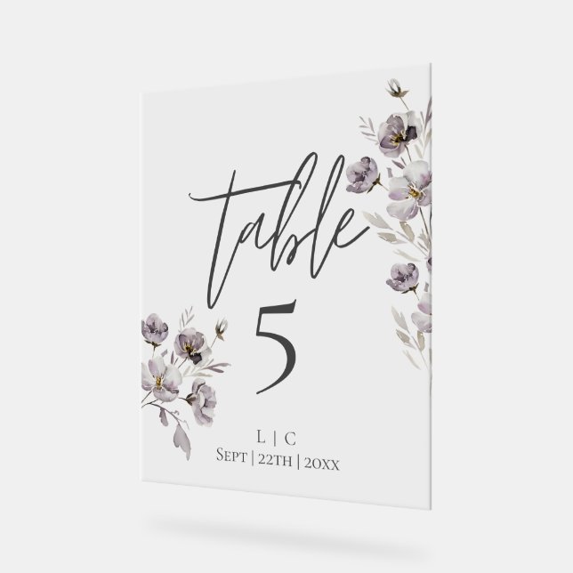 Minimalistische dunkelgraue Tischnummer Acrylschild (Winkel)