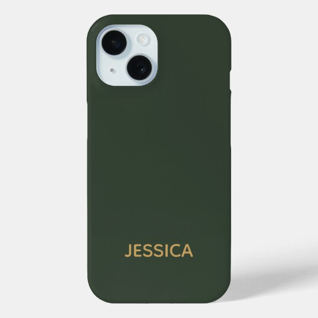 Minimalistische dunkelgrüne Goldschrift personalis Case-Mate iPhone Hülle (Rückseite)