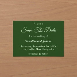 Minimalistische dunkelgrüne Hochzeit – Save-the-Da Save The Date