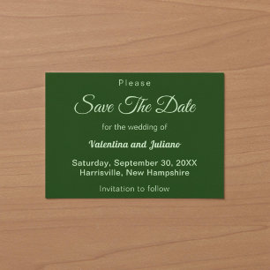 Minimalistische dunkelgrüne Hochzeit – Save-the-Da Save The Date