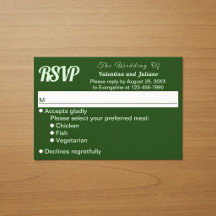 Minimalistische dunkelgrüne Hochzeits-RSVP