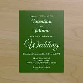 Minimalistische dunkelgrüne Hochzeitseinladung Einladung