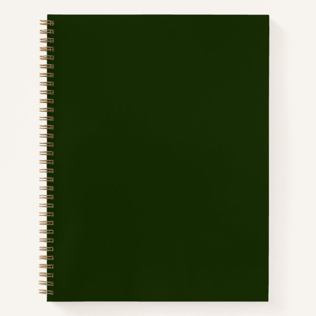 Minimalistische dunkelgrüne schlichte Farbe Notizbuch (Vorderseite)