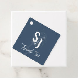 Minimalistische dunkle Navy Baumwolle Blumendanken Geschenkanhänger