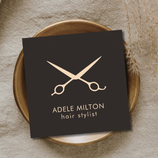 Minimalistische dunkle Pastell-Schere Friseur Quadratische Visitenkarte