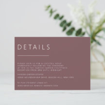 Minimalistische dunkle Rose Hochzeitsdetails