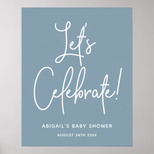 Minimalistische Dusche Dusty Blue Begrüßungsfeier Poster