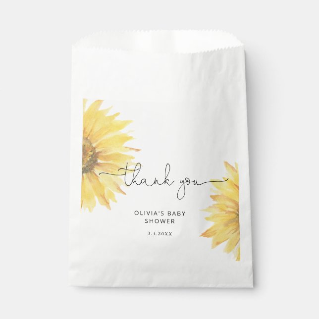 Minimalistische Dusche mit Sonnenblumen Geschenktütchen (Vorderseite)