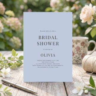 Minimalistische Dusty Blue Bridal Shower Einladung