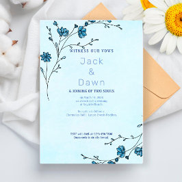 Minimalistische Dusty Blue Floral Wedding Einladun Einladung