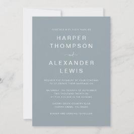 Minimalistische Dusty Blue Modern Typografy Weddin Einladung