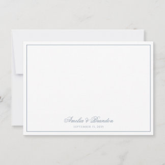 Minimalistische Dusty Blue-Rand Schrift Personaliz Mitteilungskarte