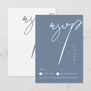 Minimalistische Dusty Blue Schrift-Typografie-Hoch RSVP Karte