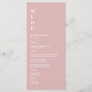Minimalistische Dusty Pink Hochzeit Menükarte