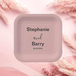 Minimalistische Dusty Pink Hochzeit Pappteller