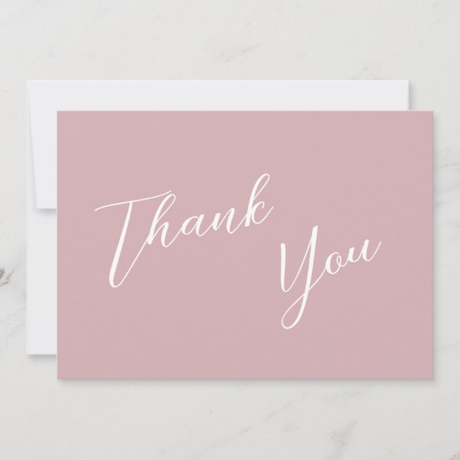 Minimalistische Dusty Pink & White Einfache Hochze Dankeskarte (Vorderseite)