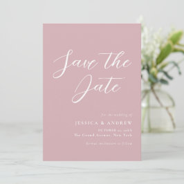 Minimalistische Dusty Pink & White Einfache Hochze Save The Date