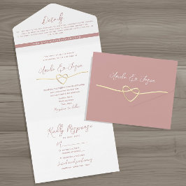 Minimalistische Dusty-Rose-Hochzeit All In One Einladung