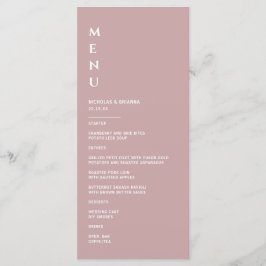 Minimalistische Dusty-Rose-Hochzeit Menükarte
