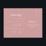 Minimalistische Dusty-Rose-Hochzeit | UAWG zur Wah Postkarte<br><div class="desc">Diese eleganten, minimalistischen Hochzeitsansprechkarten sind mit modernster Schrift-Typografie und einem sauberen, serifenlosen Text für eine einfache und stilvolle staubige Rose und ein weißes Design ausgestattet, das Sie Liebe geben werden. Es gibt Platz, um Ihren Gästen die Wahl zwischen Vorspeise oder Abendessen hinzuzufügen. Text wird von der oberen und unteren Kante...</div>