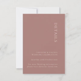 Minimalistische Dusty-Rose Hochzeitdetails Einladung