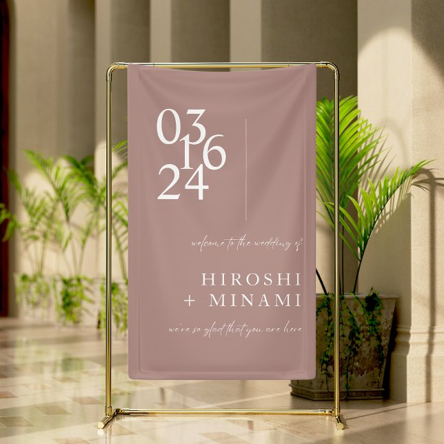 Minimalistische Dusty Rose Moderne Hochzeit Willko Banner (Von Creator hochgeladen)