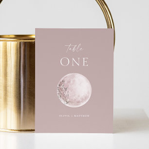 Minimalistische Dusty Rose Mystische Mond Hochzeit Tischnummer