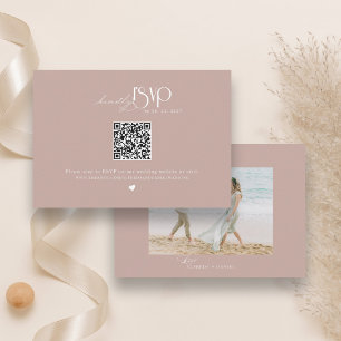 Minimalistische Dusty Rose QR-Code Hochzeitswebsit RSVP Karte
