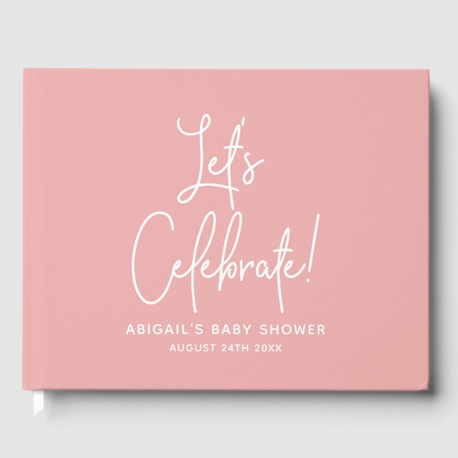 Minimalistische Dusty Rose Rosa Willkommensfeier Gästebuch (Vorderseite)