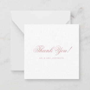 Minimalistische Dusty Rose Schrift Hochzeits-Danke Mitteilungskarte