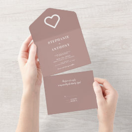 Minimalistische Dusty-Rose und Einladung zur White