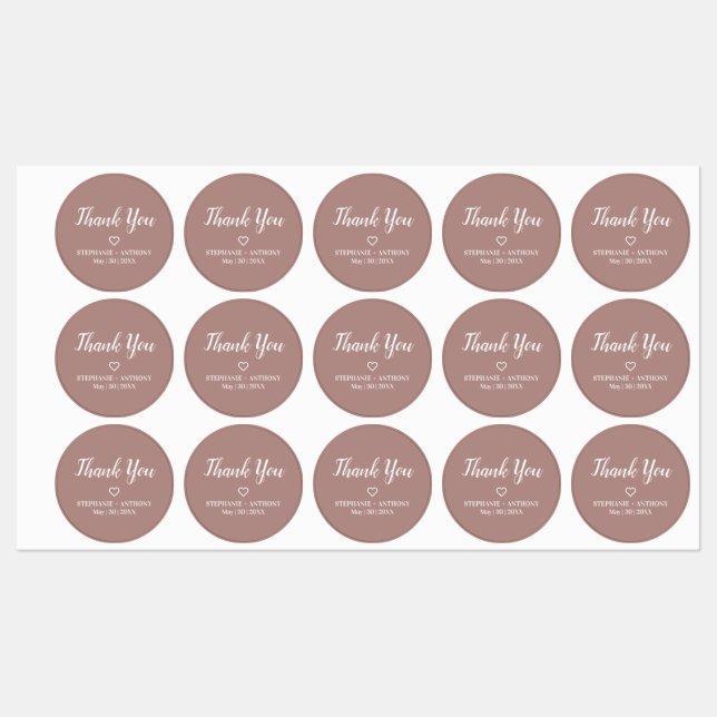 Minimalistische Dusty Rose und White Wedding Etiketten (Blatt)