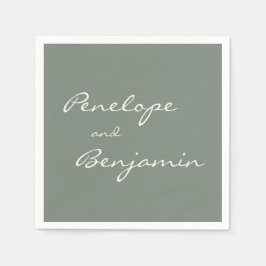 Minimalistische Dusty Sage Green Script Wedding Cu Serviette