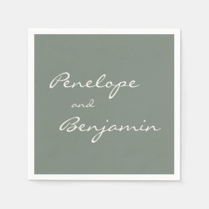 Minimalistische Dusty Sage Green Script Wedding Cu Serviette