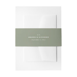 Minimalistische Dusty Sage Grüne Hochzeit. Elegant Einladungsbanderole