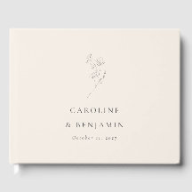 Minimalistische Ecru Floral Line Art Wedding Custo