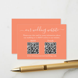Minimalistische einfache 2 QR Hochzeit RSVP Detail Begleitkarte