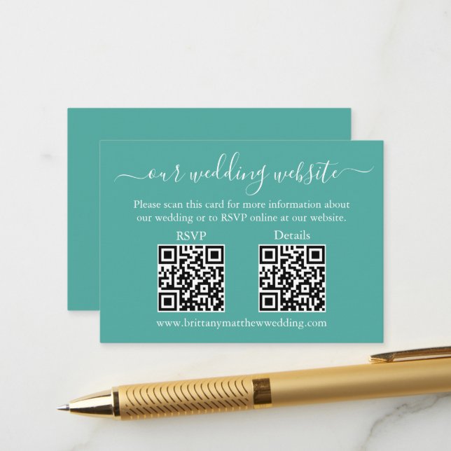 Minimalistische Einfache 2 QR-Hochzeitserie RSVP D Begleitkarte (Vorderseite/Rückseite Beispiel)
