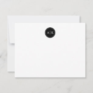 Minimalistische einfache Black Circle Monogram Not Mitteilungskarte