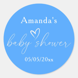 Minimalistische einfache blaue Babyparty Runder Aufkleber