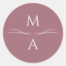 Minimalistische Einfache Dusty-Rose-Initialen Runder Aufkleber