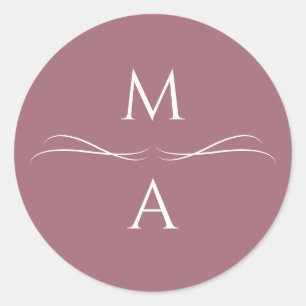 Minimalistische Einfache Dusty-Rose-Initialen Runder Aufkleber