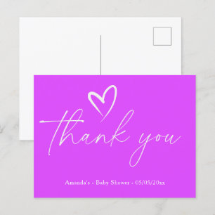 Minimalistische einfache elegante Babyparty Danke Postkarte