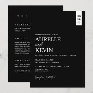 Minimalistische einfache elegante schwarze QR-Code Einladung