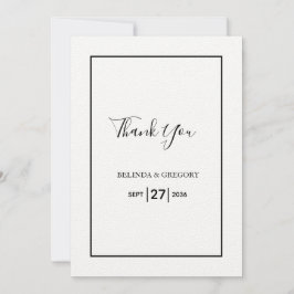 Minimalistische Einfache Gold Black & White Hochze Dankeskarte
