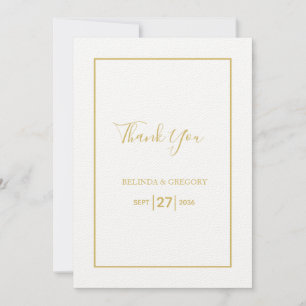 Minimalistische Einfache Gold Black & White Hochze Dankeskarte