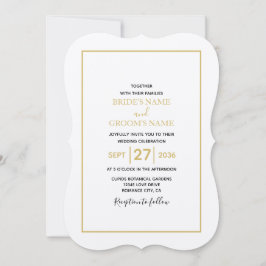 Minimalistische Einfache Gold Black & White Hochze Einladung