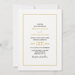 Minimalistische Einfache Gold Black & White Hochze Einladung