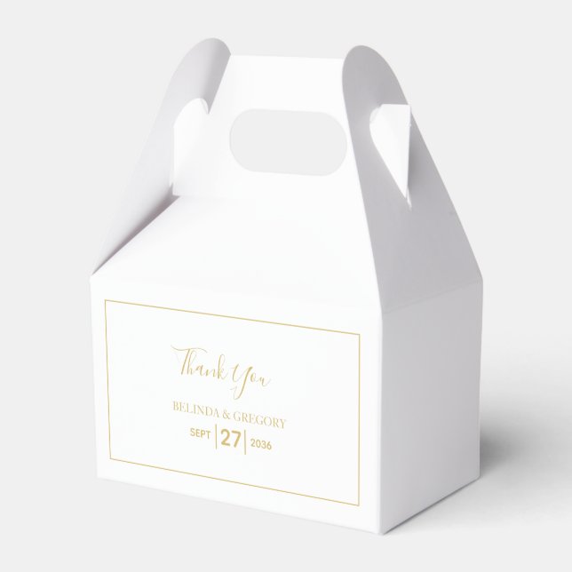 Minimalistische Einfache Gold Black & White Hochze Geschenkschachtel (Vorderseite)